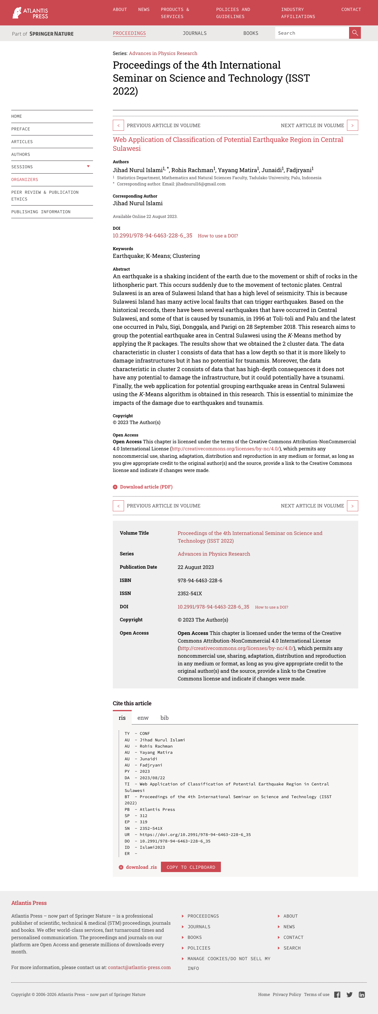 DOI landing page preview for Earthquake Risk Web App and Dashboard